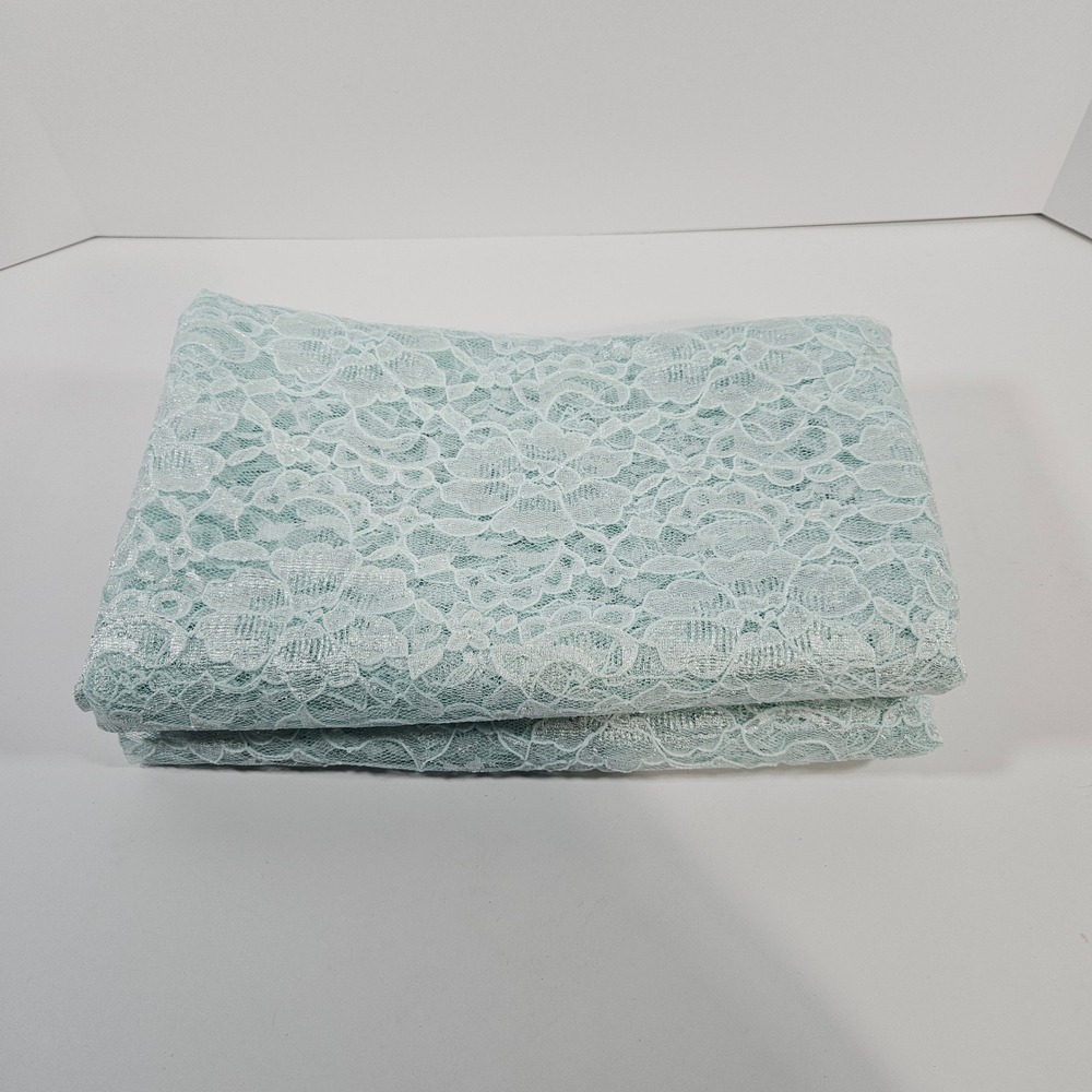 Vintage Light Blue Floral Lace Fabric Yardage 33 inches wide 5.75 yards